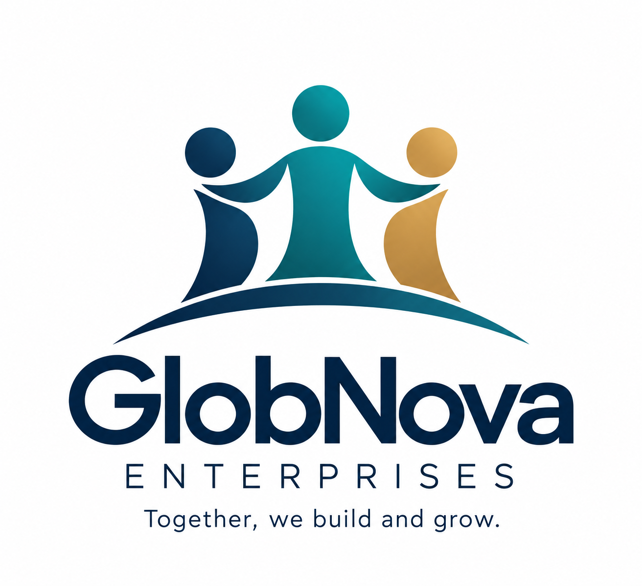 GlobNova Enterprises — three connected people on one foundation. Together, we build and grow.